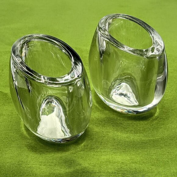 Colonial Candle Cape Cod Clear Glass Oval Candle Holders (2) - Picture 2 of 5